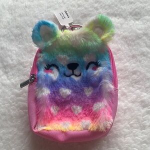 Claire's Rainbow Bear Furry Kids Backpack